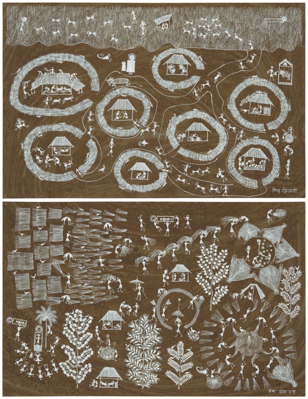 Jivya Soma Mashe | Rice paste and cowdung on paper (ca. 1990) | MutualArt
