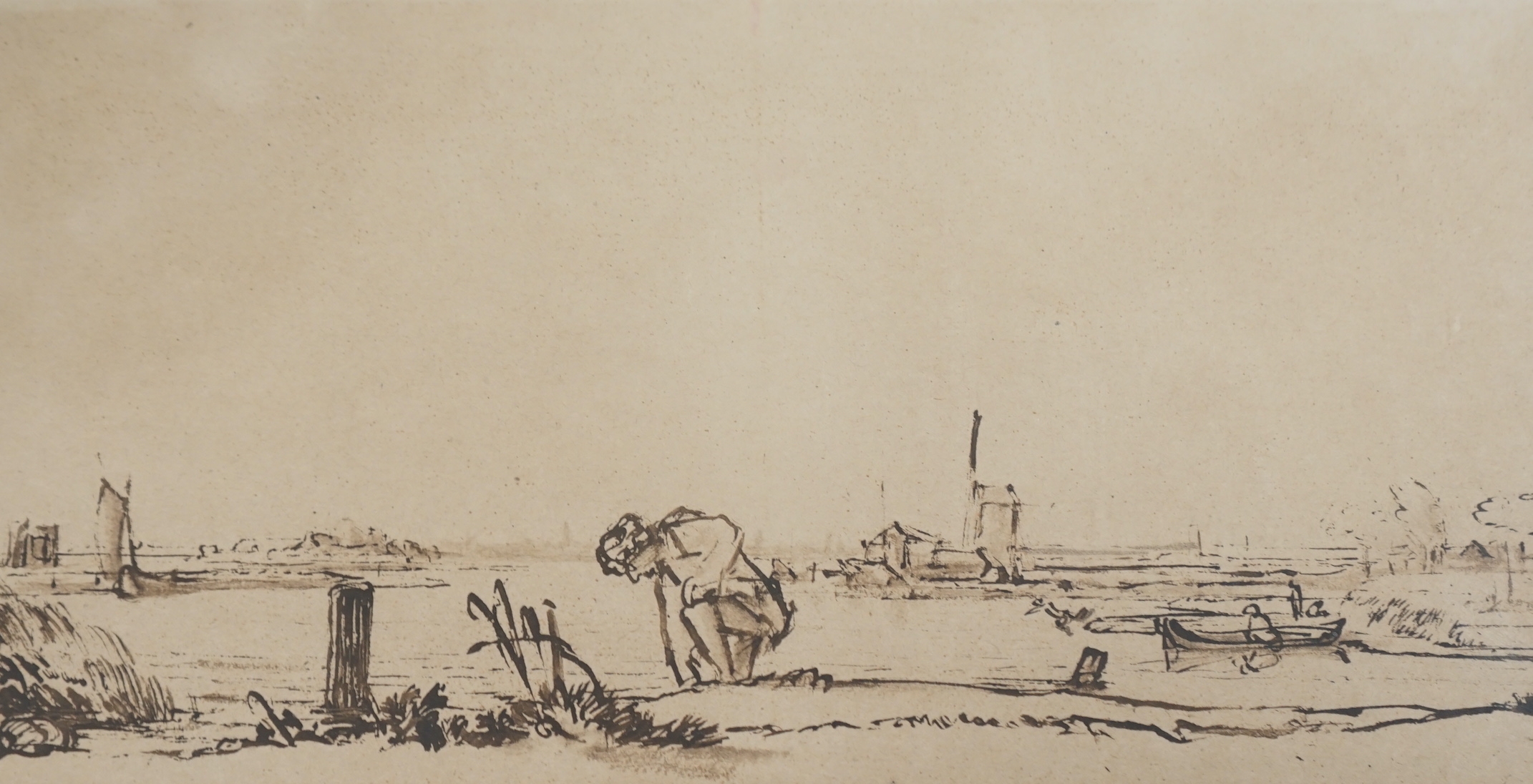 Rembrandt van Rijn | Landscape with kneeling figure | MutualArt