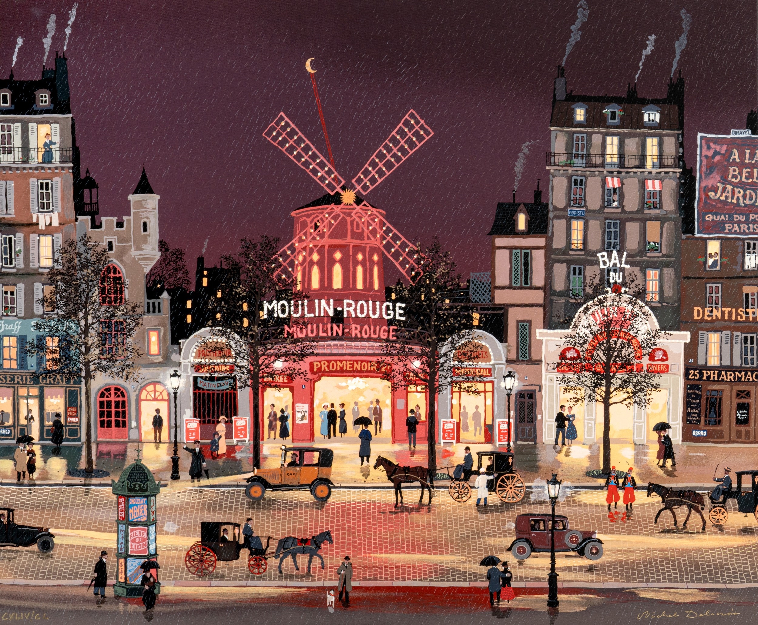 Michel Delacroix | Le Moulin Rouge sous la Pluie | MutualArt