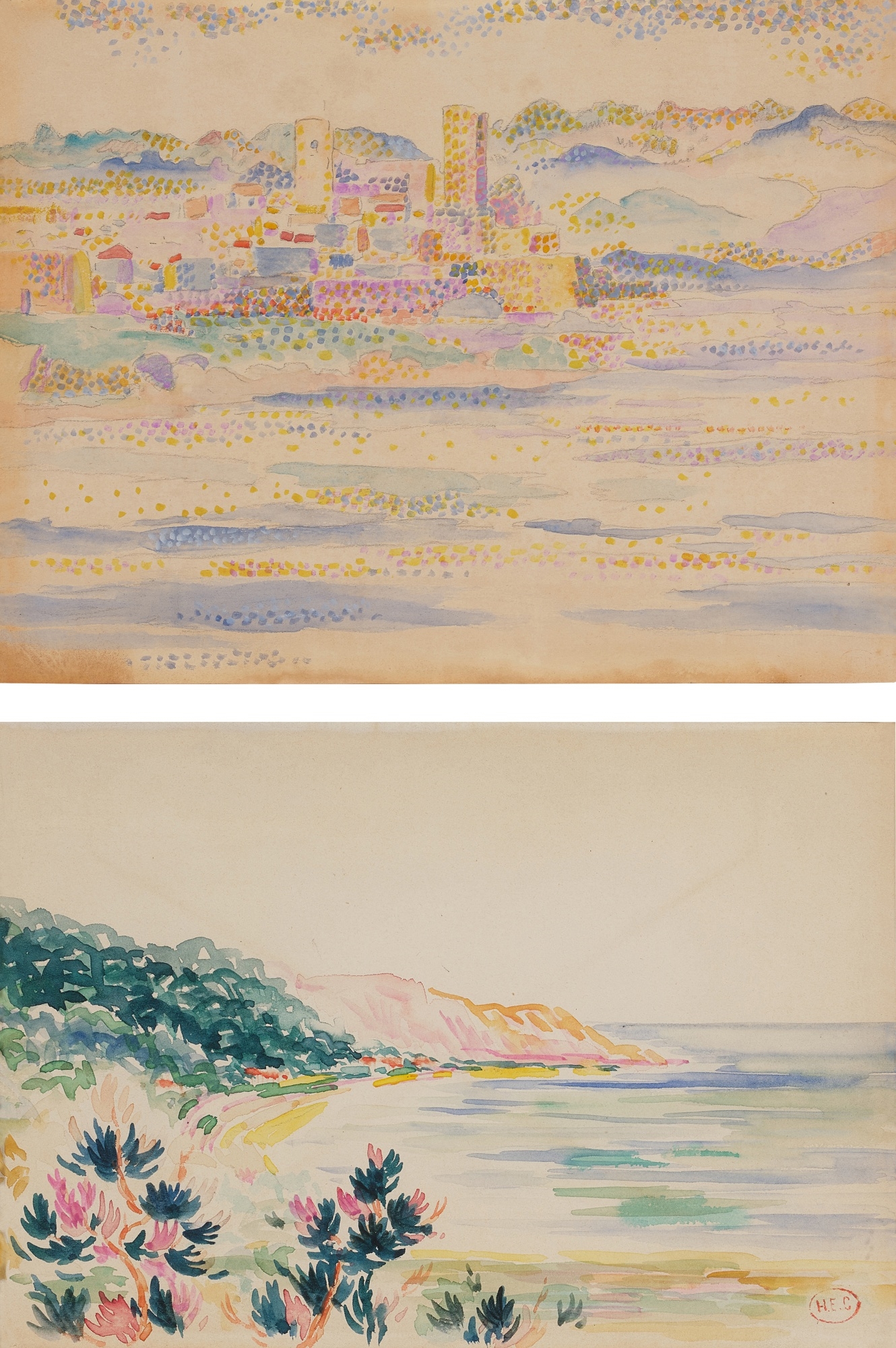 Henri-Edmond Cross | Bord de mer (i) & Paysage du Midi (ii): Two 