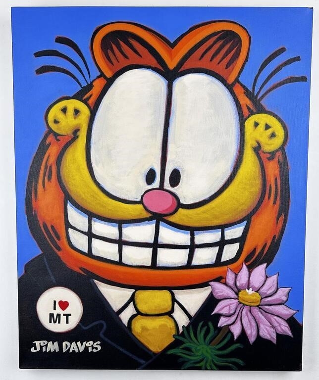 Jim Davis | Jim Davis Garfield Oil on Canvas Painting (1978