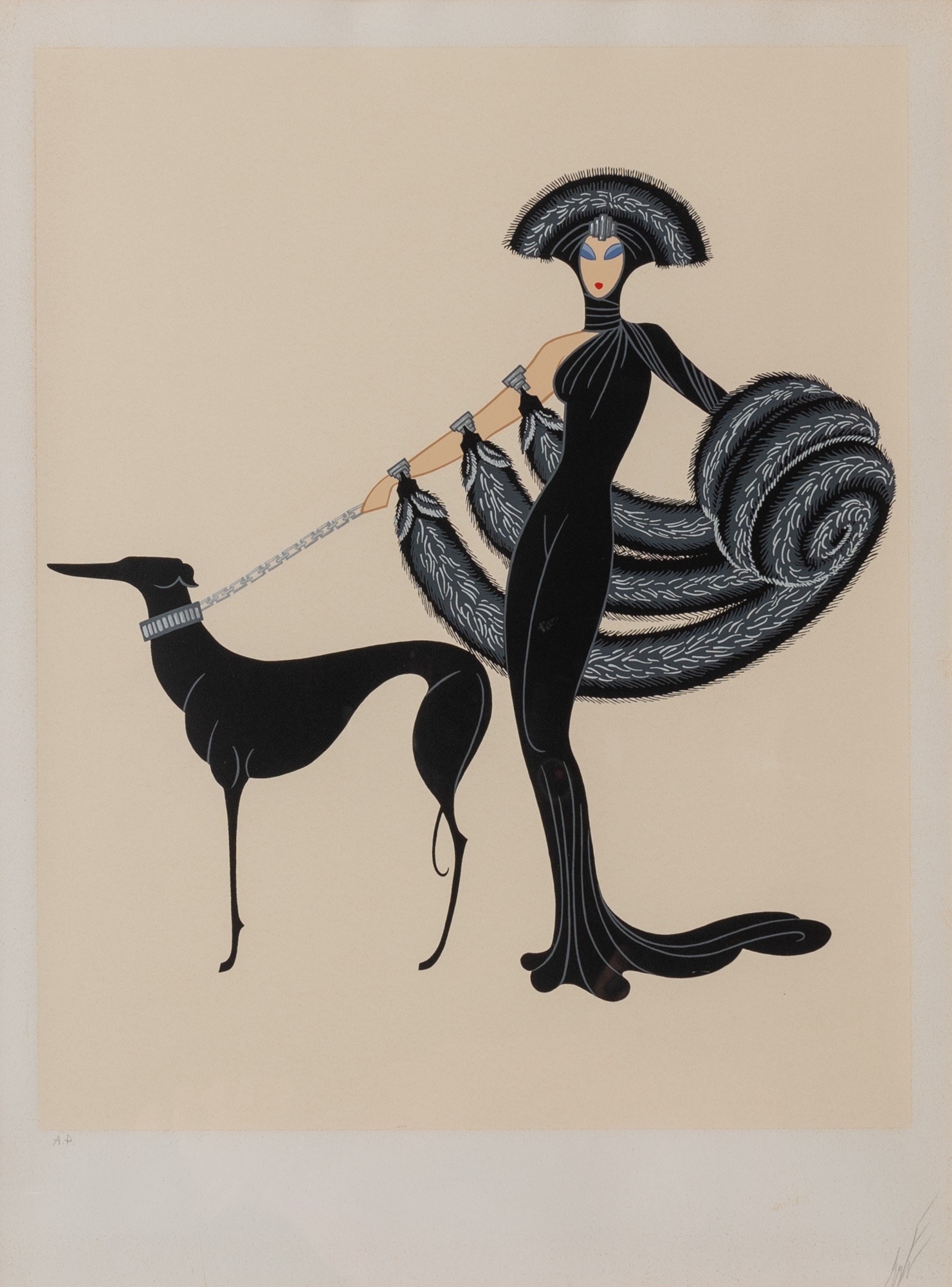 エルテERTE (ロマン・ド・ティルトフ 1892-1990) 直筆水彩画 Romain de