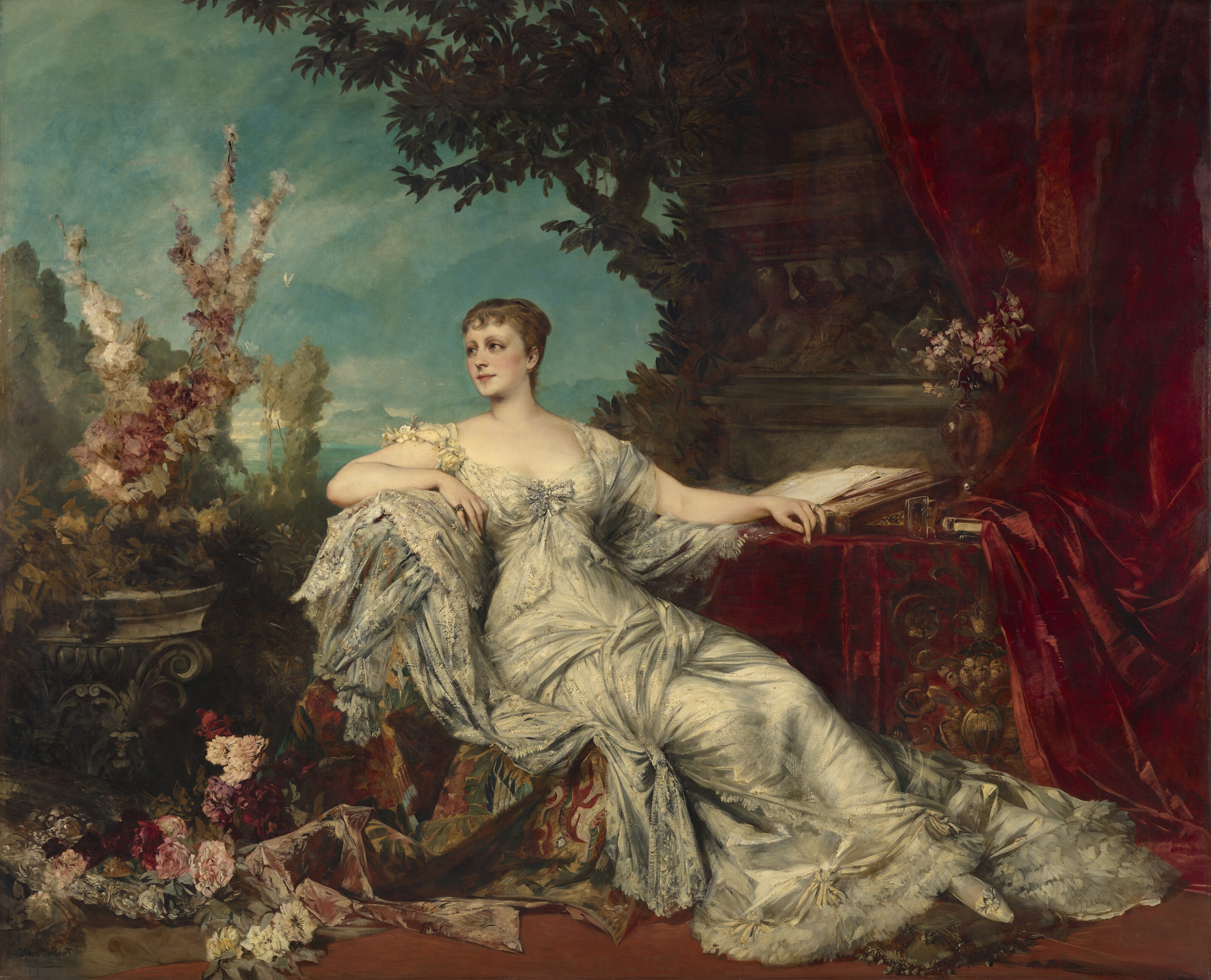 Hans Makart | Portrait assis de la comtesse Gabrielle Louise Marie