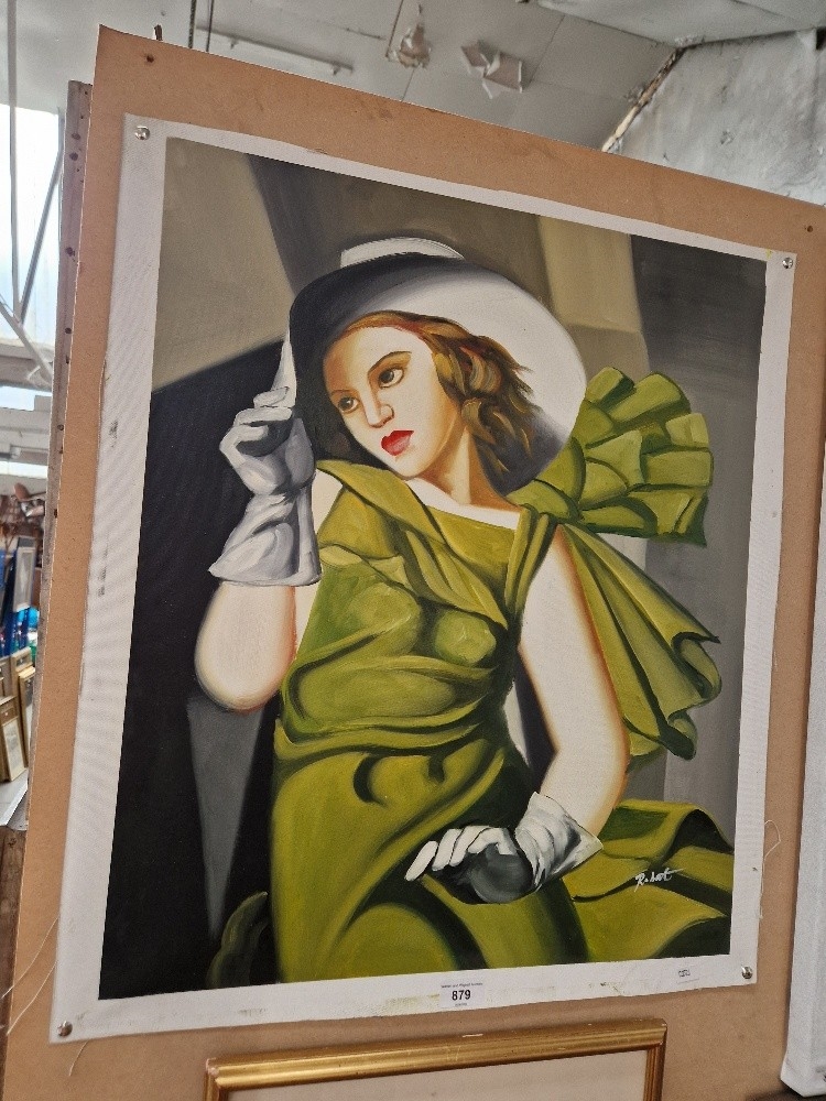 tamara de lempicka green dress Art Dco Woman Portrait Canvas Print  Emerald Green Wall Art  Tamara De  Lempicka Style