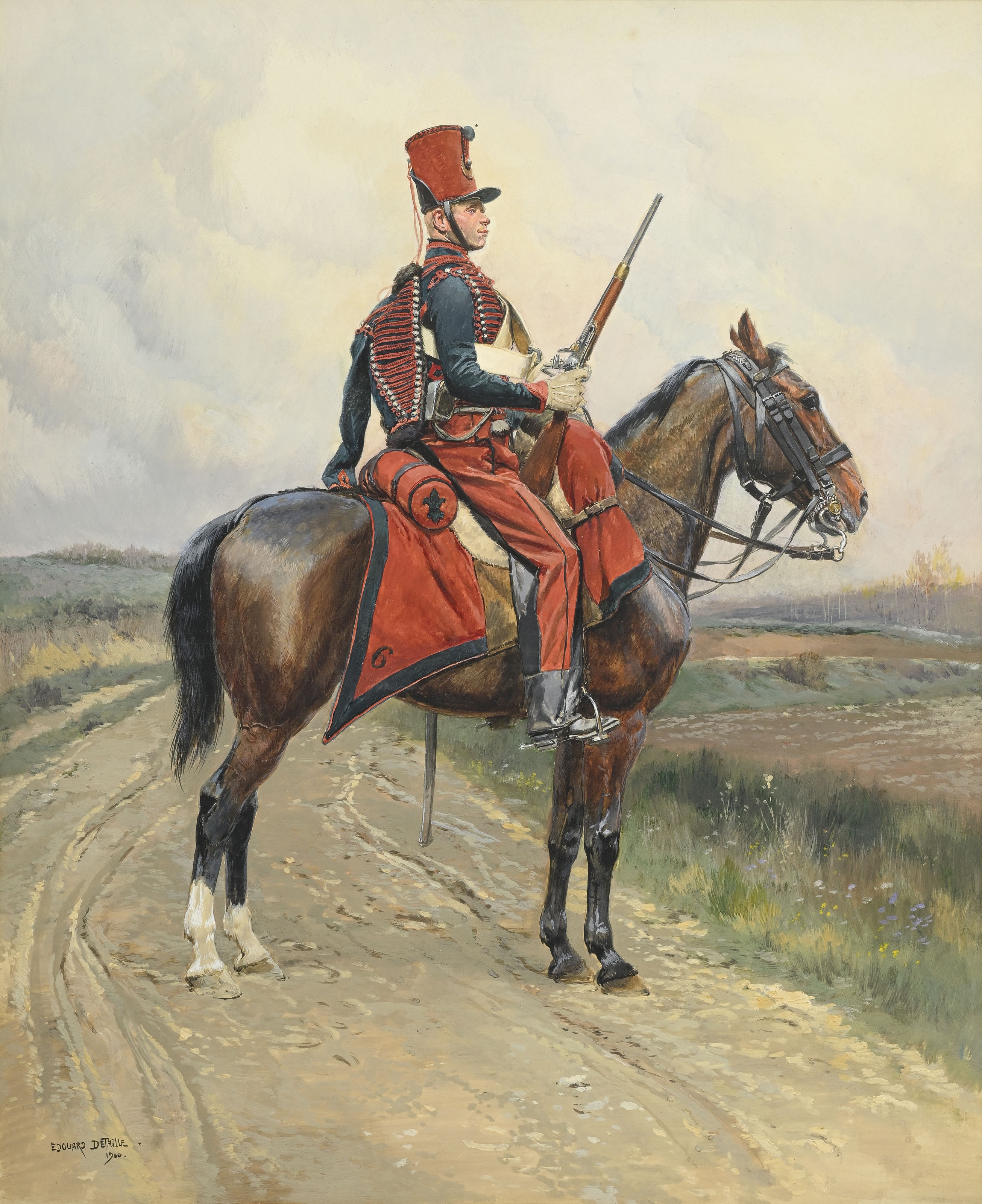 CDV FORMAT CABINET: MILITAIRE CHASSEURS À CHEVAL SUR SA MONTURE