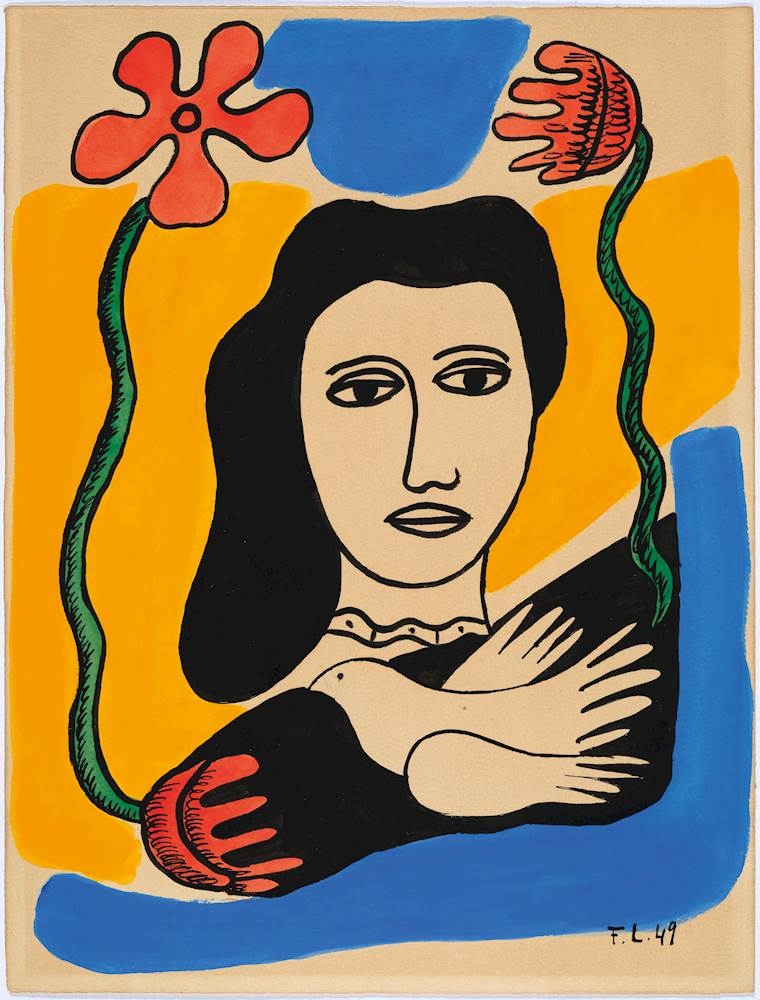 Fernand Léger | Tête et oiseau (1949) | MutualArt