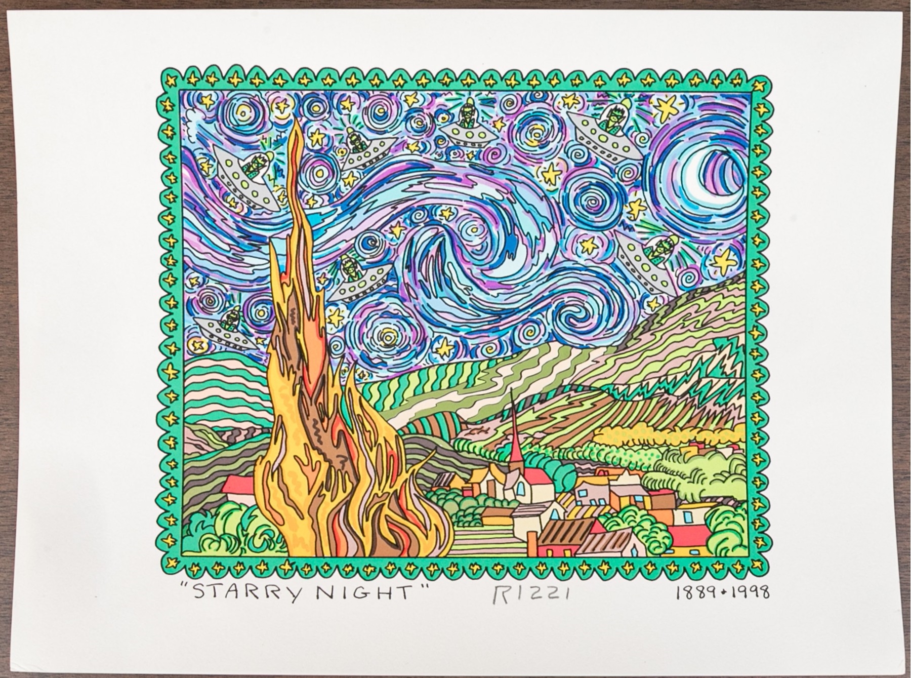 RIZZI　ジェームス•リジィ　　A Romantic Night、、1994 James Rizzi A ROMANTIC NIGHT ON THE TOWN 1994's Silk-screen