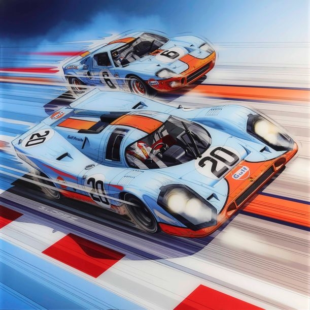 Guillaume Lopez | Porsche 917 and Ford GT 40 Gulf numbered 16/150