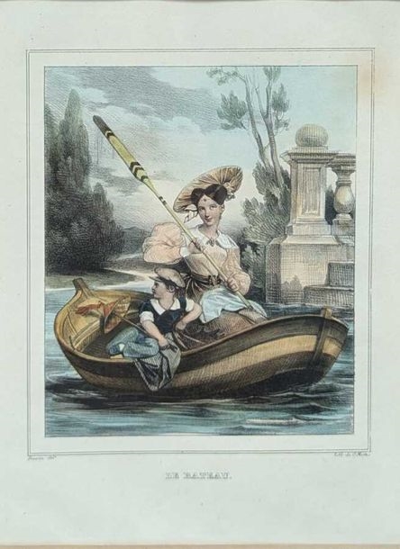Achille Devéria | Achille DEVERIA (1800-1857) (d'après) La bateau