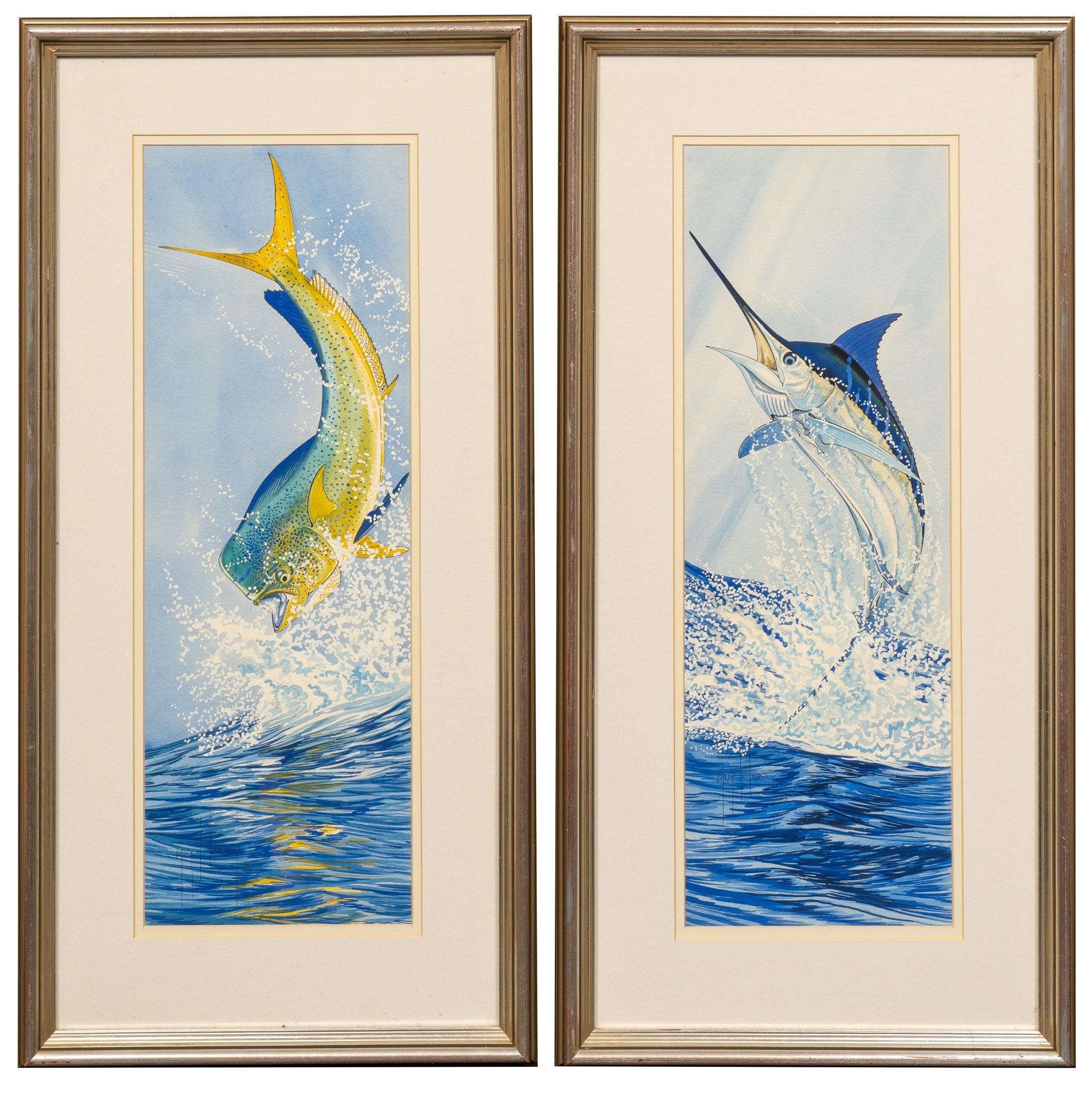 Thermomètre Métal Guy Harvey – Marlin Bleu & Mahi – 17,5 Pouces – Déco Poisson