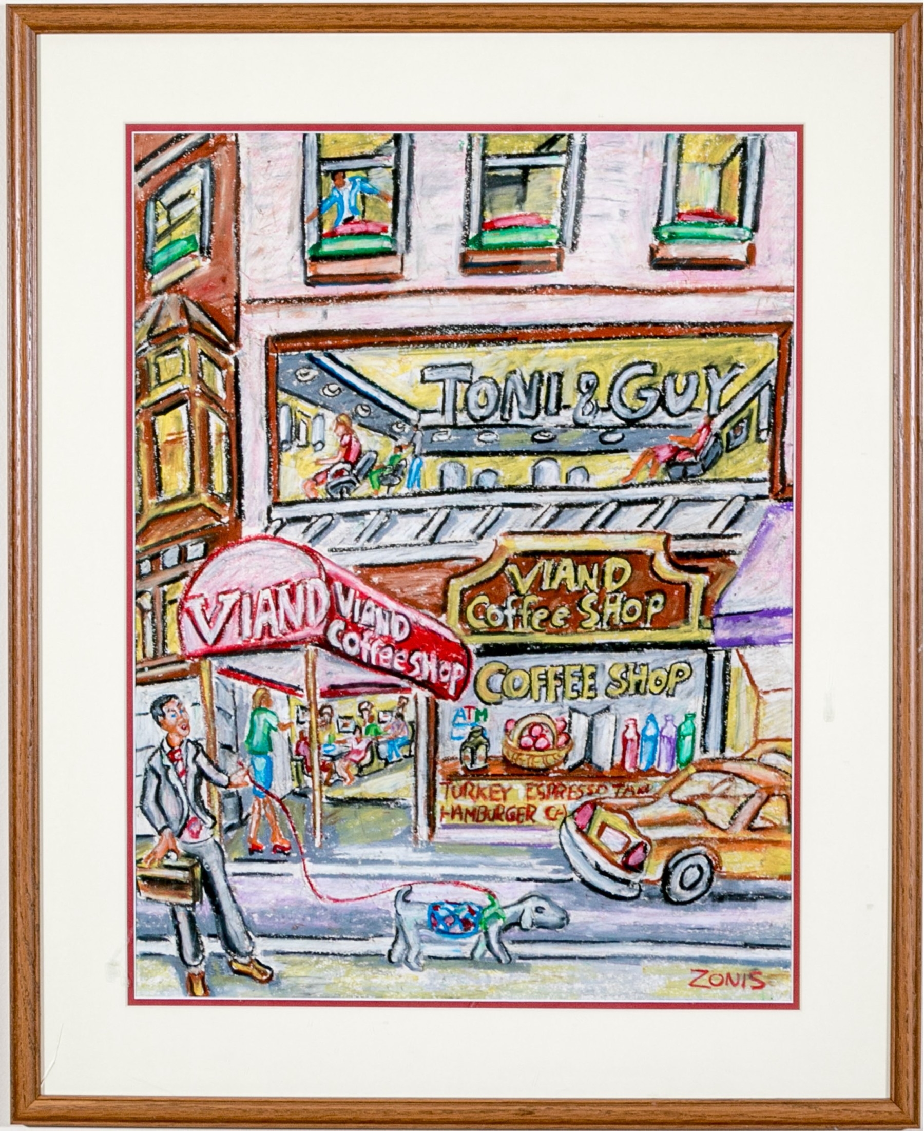 Peter Zonis | New York Figural Street Scene With Coffee Shop