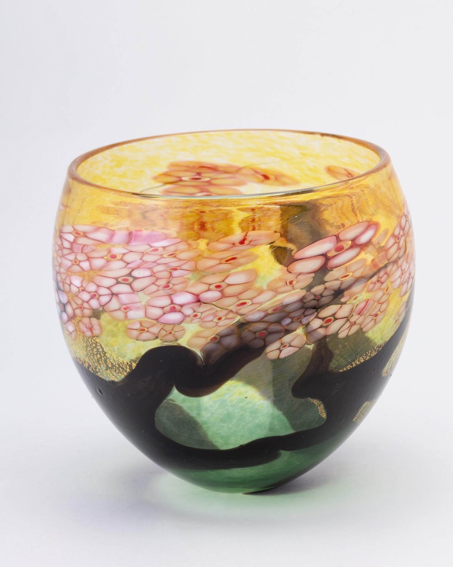 Robert Held | a cherry blossom art glass bowl, signed | MutualArt