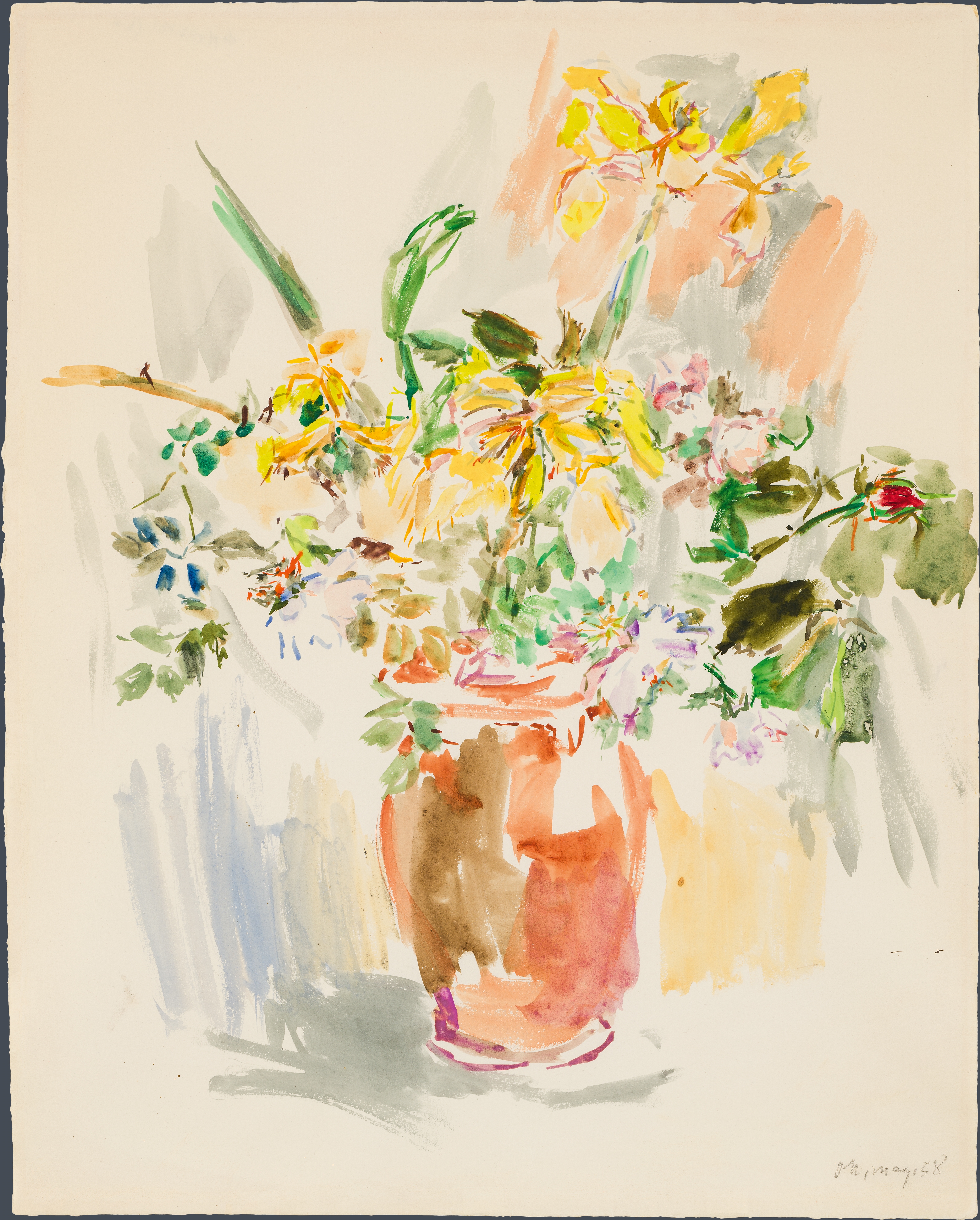 Oskar Kokoschka | Flower still life (1958) | MutualArt