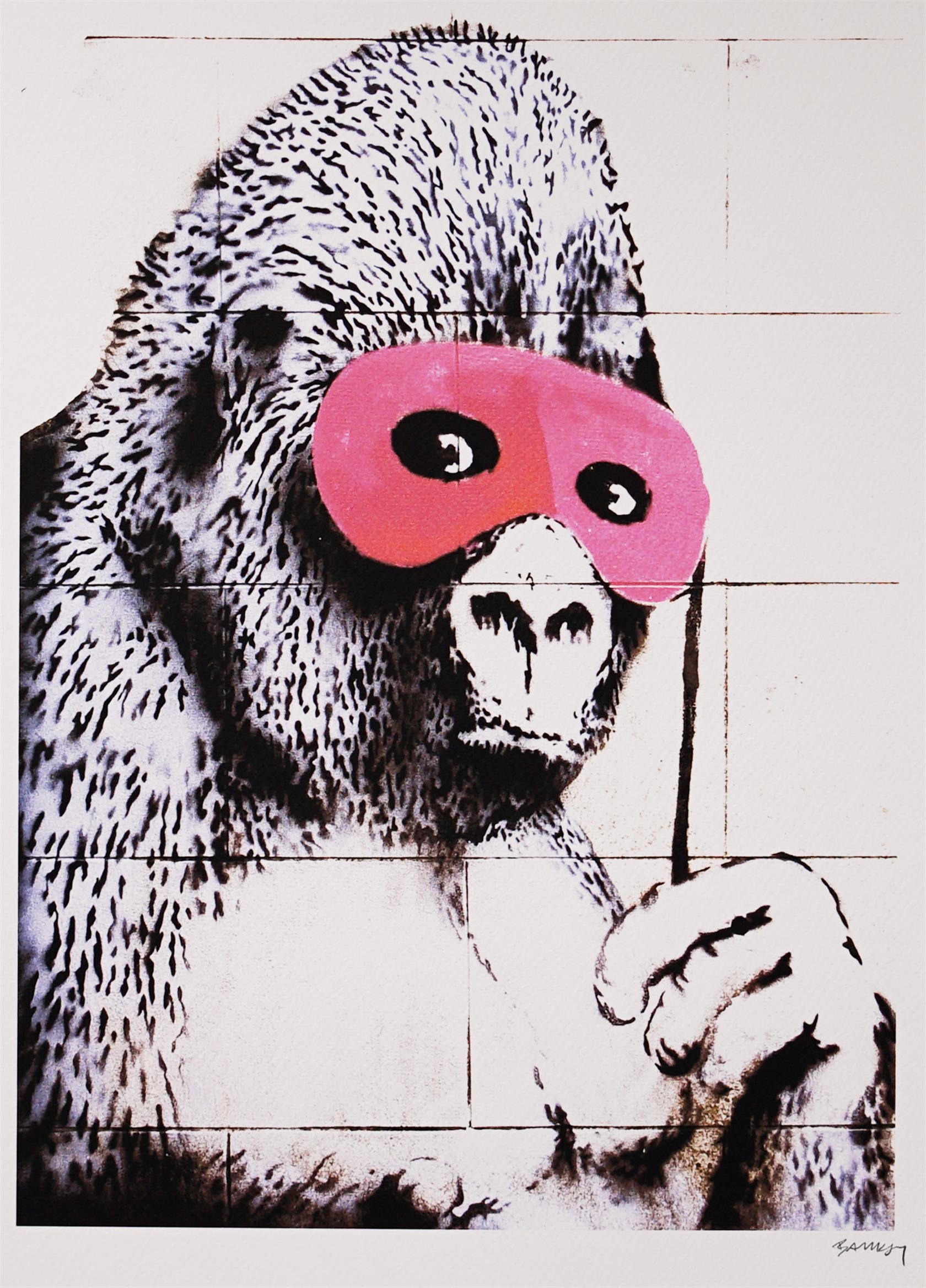 限定特殊マット額装品/バンクシー Gorilla in a Pink Mask Banksy | Gorilla in a Pink Mask | MutualArt