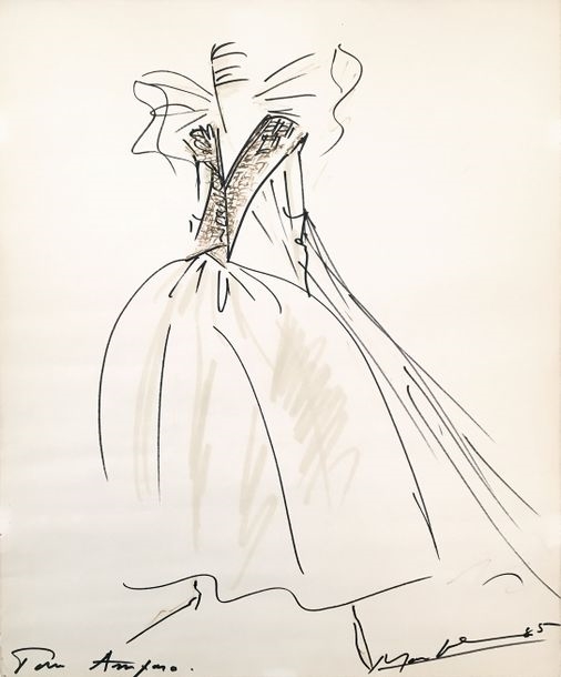 真作 Christian Dior Marc Bohan デザイン画 原画 Marc Bohan | CHRISTIAN DIOR by Marc BOHAN (1926-2023). Dress
