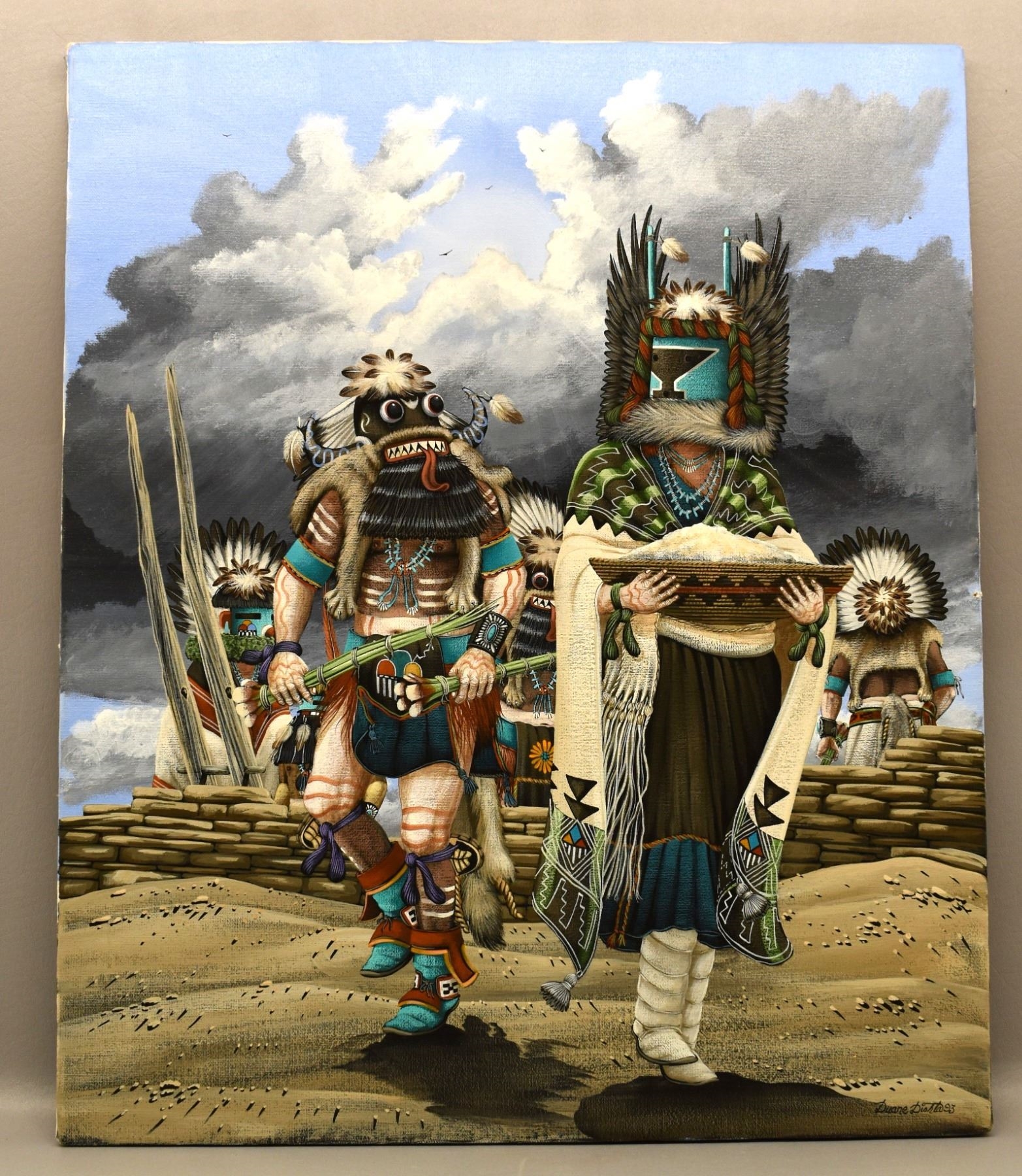 【大型原画】Duane Dishta 2000 ネイティブアメリカン カチナ Duane Dishta | ZUNI PAINTING (DUANE DISHTA (1993) | MutualArt