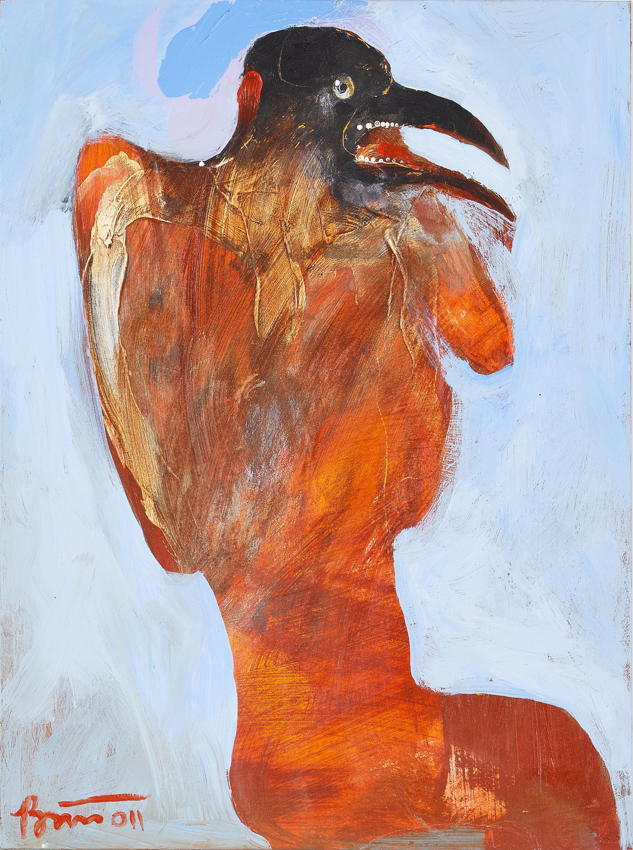 Rick Bartow | Red Crow Blue Sky (2011) | MutualArt