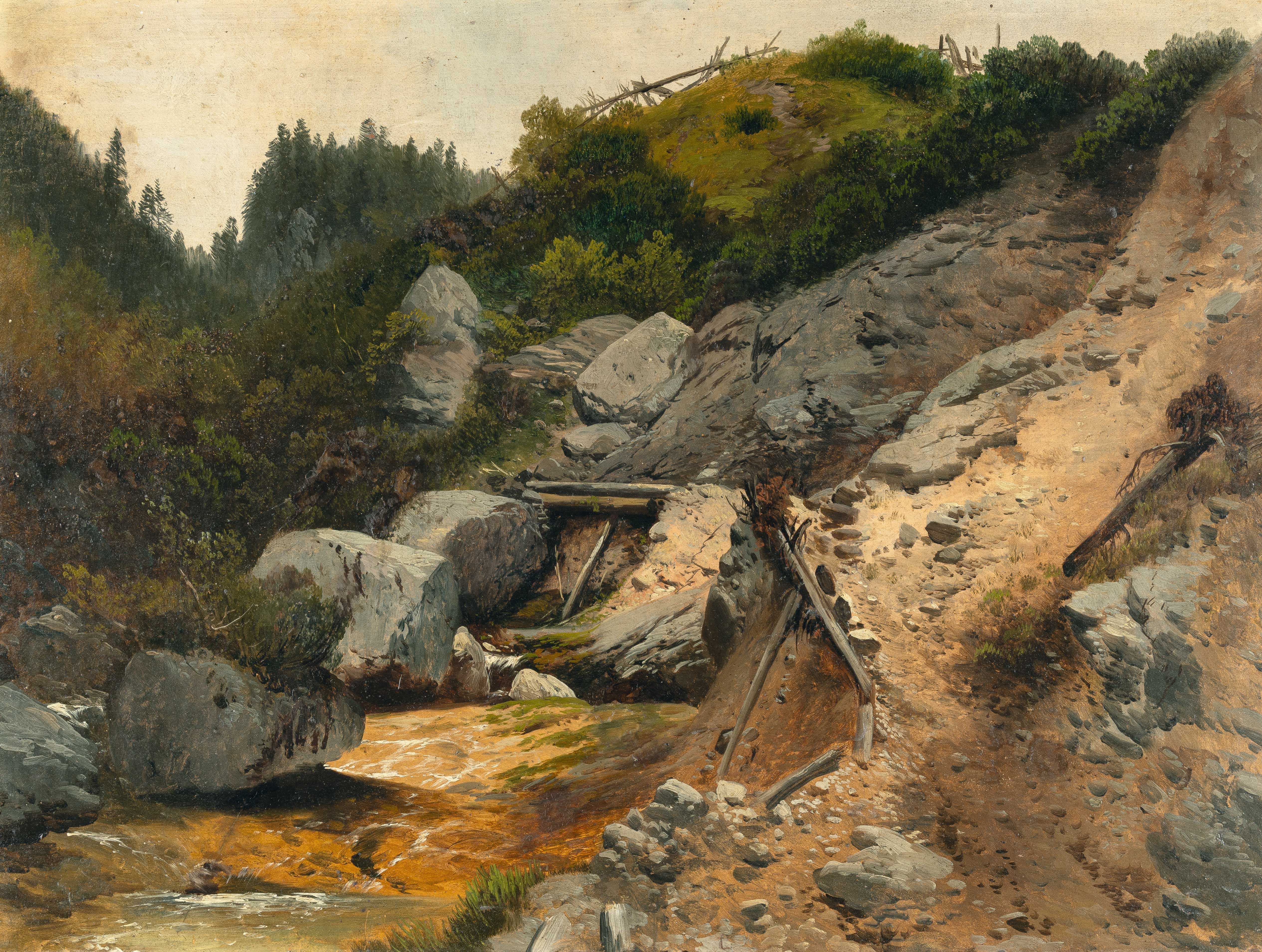Johann Wilhelm Schirmer | The landslide near Goldau, 1806 (1835