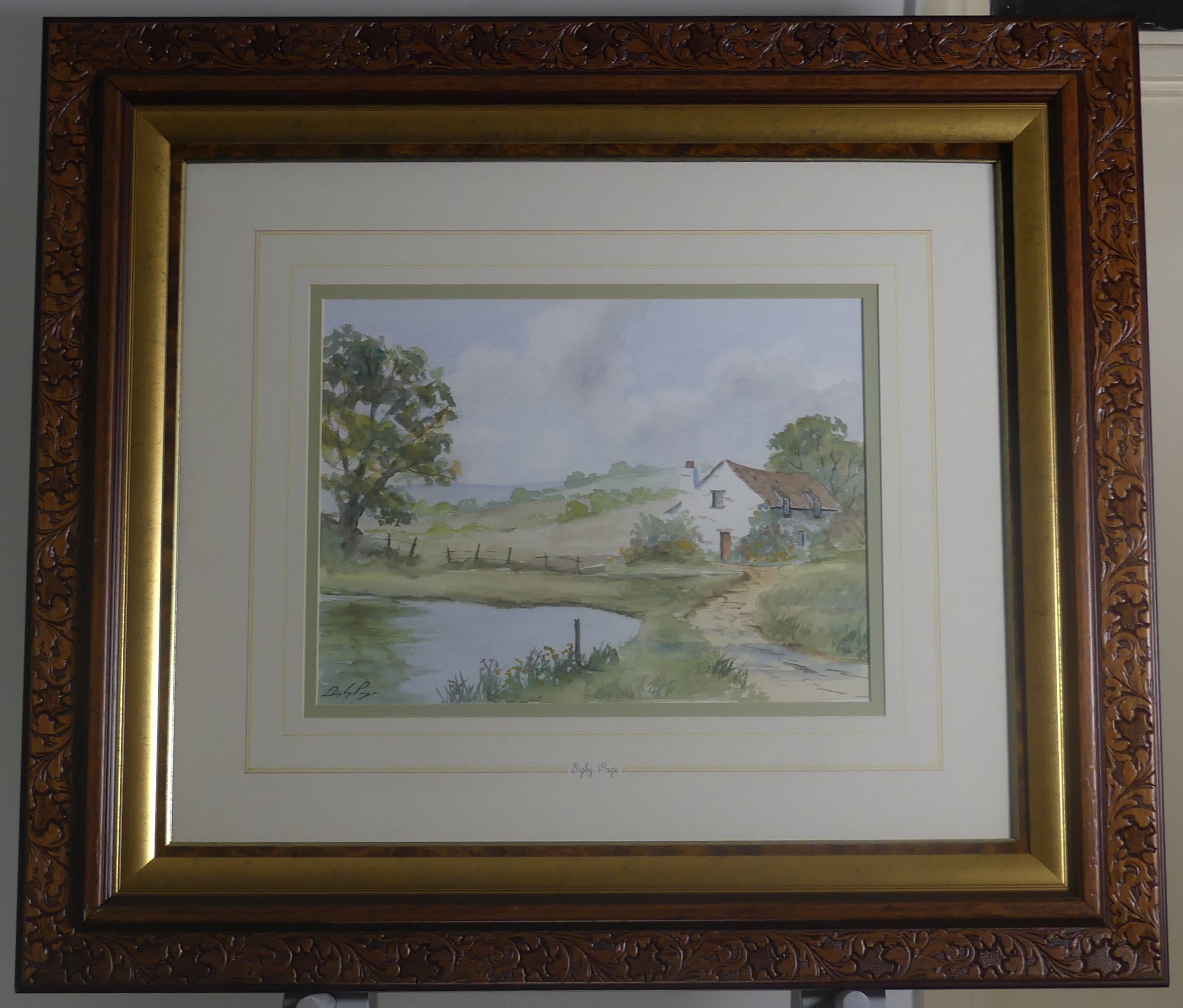 Digby Page イギリス　水彩画　Quiet country side digby-page-country-cottages-in