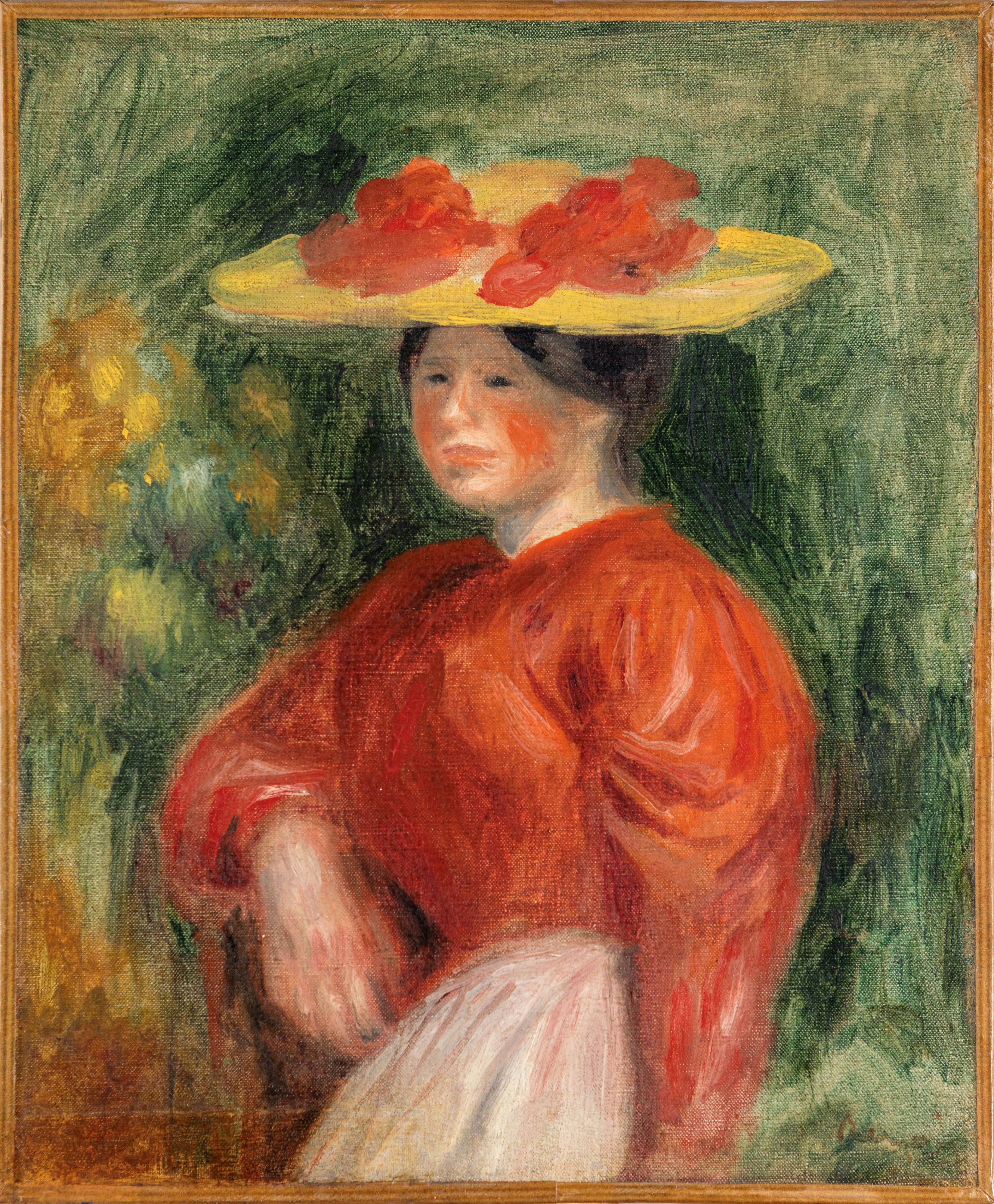 ルノワール、「JEUNE FEMME AU CORSAGE ROUGE」 Pierre-Auguste Renoir | Jeune femme au corsage rouge et au chapeau