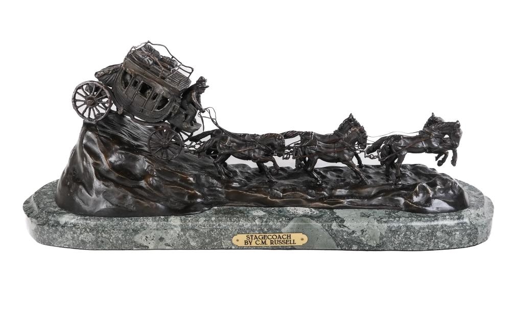 Charles Marion Russell | Bronze of a Stagecoach | MutualArt