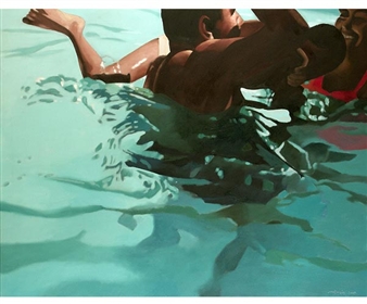 Familia en una Piscina - Moisés Barrios