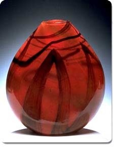 Artwork by Randi Solin, Flat Vessel: Lacquer Red