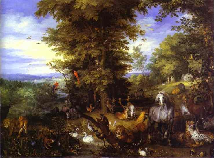 Jan Peeter Brueghel | Adam and Eve in the Garden of Eden (1615) | MutualArt