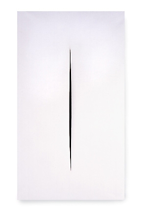 Artwork by Lucio Fontana, Spatial Concept-Expectation, Made of Oil on canvas.