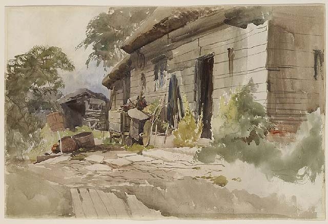 Artwork by Jonathan Middleton, Landscape with a Cottage, Made of watercolour over graphite on wove paper