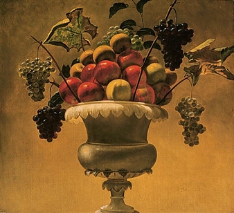 Still-life with Apples and Grapes - Antoine Plamondon