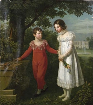 Fanciullo e fanciulla nel parco - Jean Vignaud