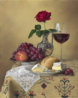 Still life with lace handkerchief - Christine Bigmore