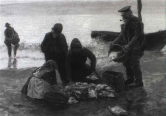 Fischerfamilie am Strand - Kurt Hassenkamp