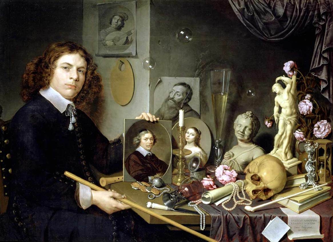 Artwork by David Bailly, Self-Portrait with Vanitas Symbols, Made of Oil on wood