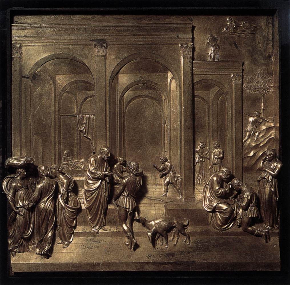 Artwork by Lorenzo Ghiberti, Jacob and Esau, Made of Gilded bronze