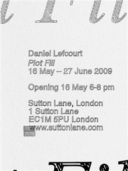 Daniel Lefcourt - Plot Fill - Sutton Lane