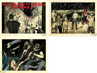 2ND DEGREE AS AULT W/ DEADLY WEAPON (TRIPTYQUE) - Sue Coe