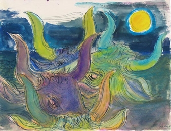 Stierköpfe bei Mondschein - Fred Bauer