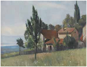 Prairie et maison, 1934 by Albert Chavaz, 1934