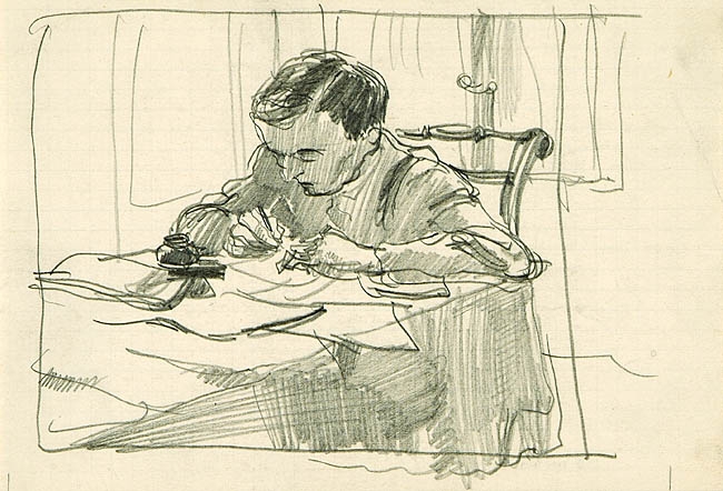 Schreibender by George Grosz, 1912