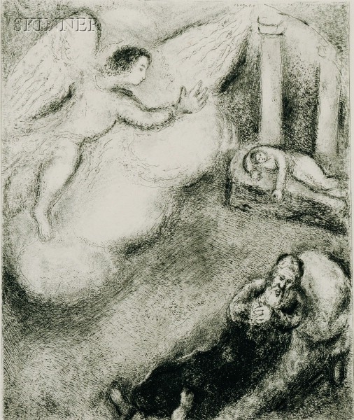 Samuel Called by God, plate 59 from THE BIBLE by Marc Chagall, 1956