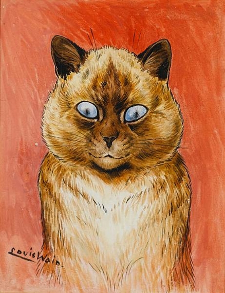  3dRose fl_110350_1 Vintage Cat Louis Wain Animal Art