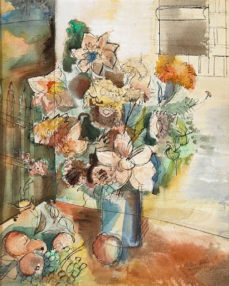 Still Life with Flowers and Fruit by Jean Dufy, 1922