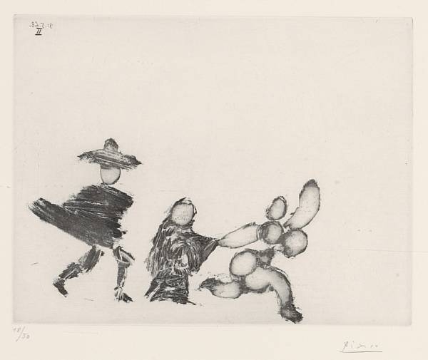 Jeune Fille fuyant, avec la Célestine et un jeune Homme, Pl. 132 by Pablo Picasso, 1918