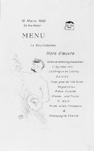 Artwork by Henri de Toulouse-Lautrec, La Bouillabaisse, menu Sescau (D. 144; W. 94; Adr. 127)