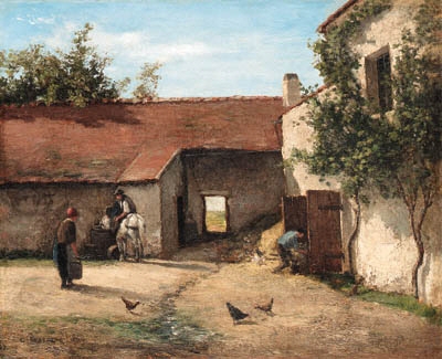 Camille Pissarro | Soleil couchant avec brouillard, Eragny