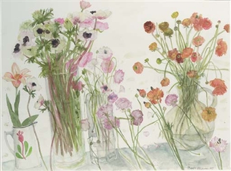 Anemones and ranunculus - Elizabeth Blackadder