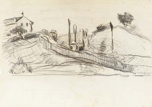 La tranchée (recto); Trois esquisses (verso) by Paul Cézanne, circa 1870