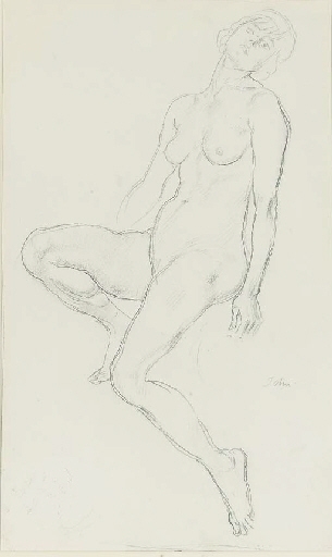 A seated female nude by Augustus Edwin John